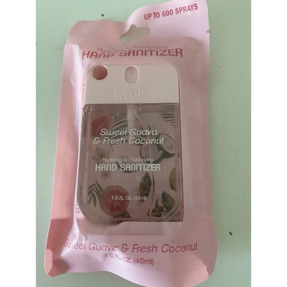 Wish Scented Hand Sanitizer Spray‎ 1.5 Fl Oz Sweet Guava Fresh Coconut Hydrating